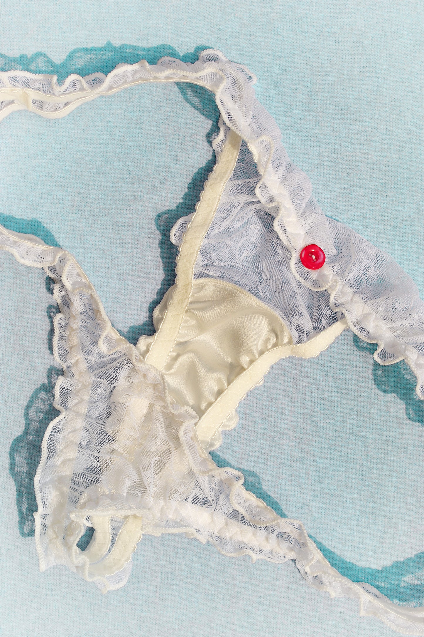 Lace and Silk Frilled Thong