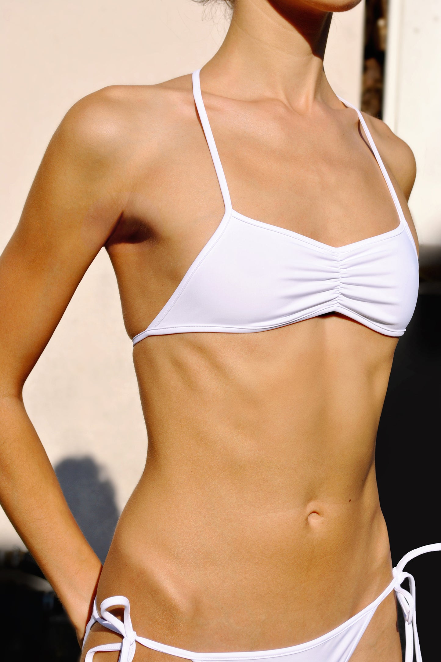 Bianco Ruched Halter Bikini Top