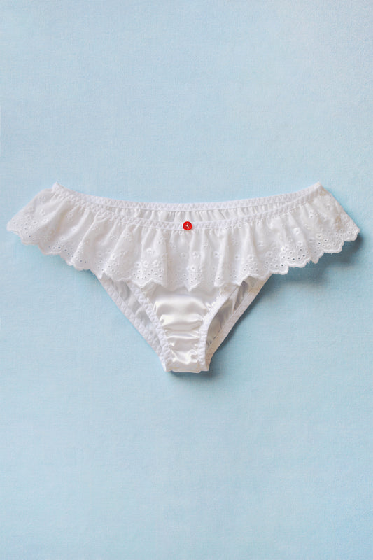 Bianco Silk Ruffled Briefs