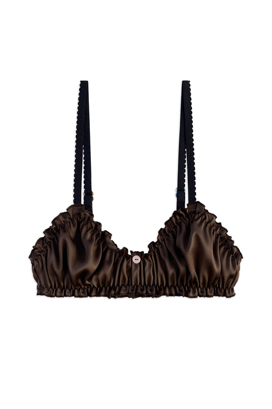 Espresso Silk Frilled Bra