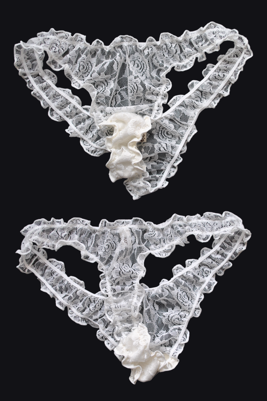 Lace and Silk Frilled Thong