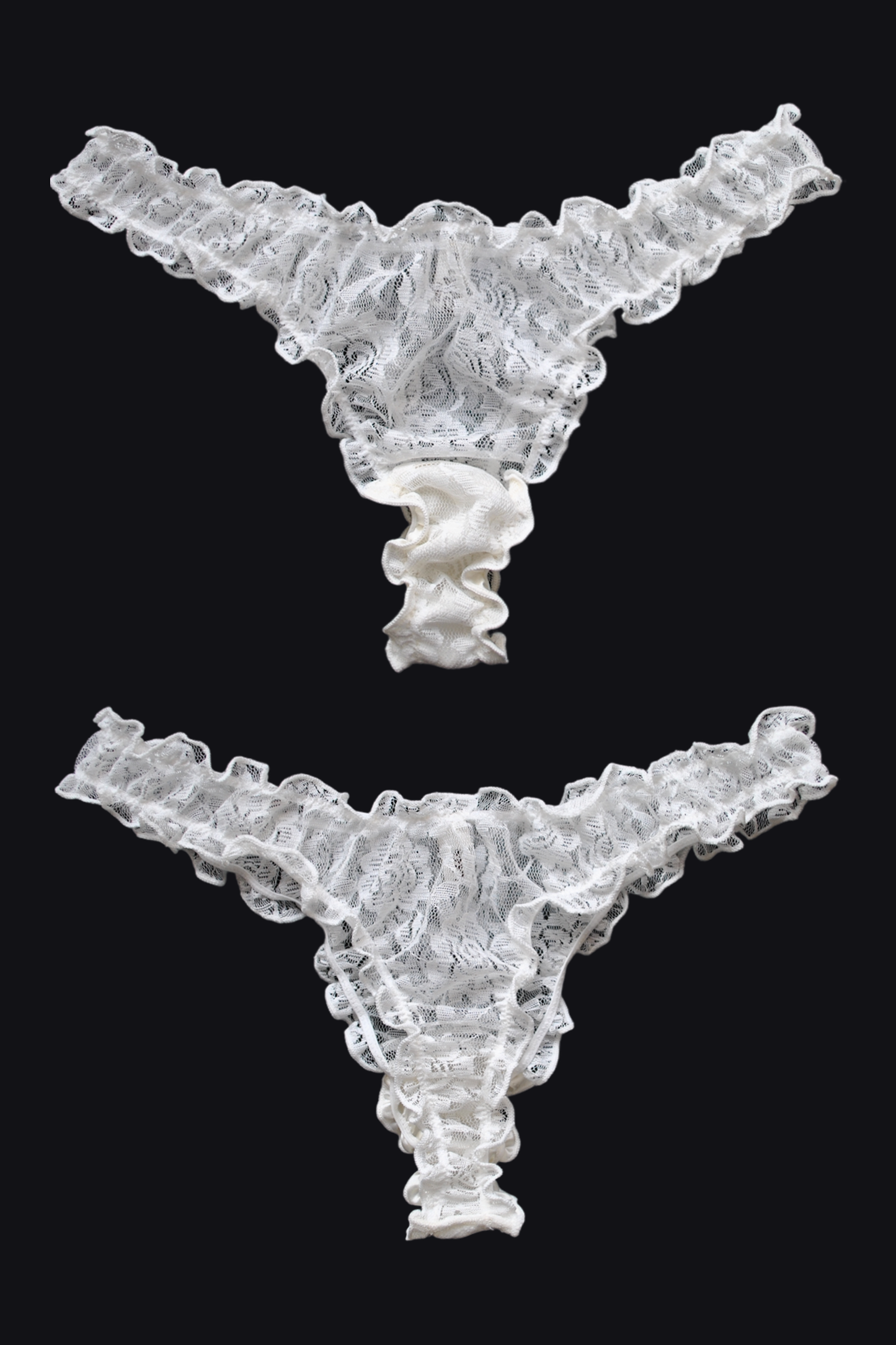 Lace and Silk Frilled Thong