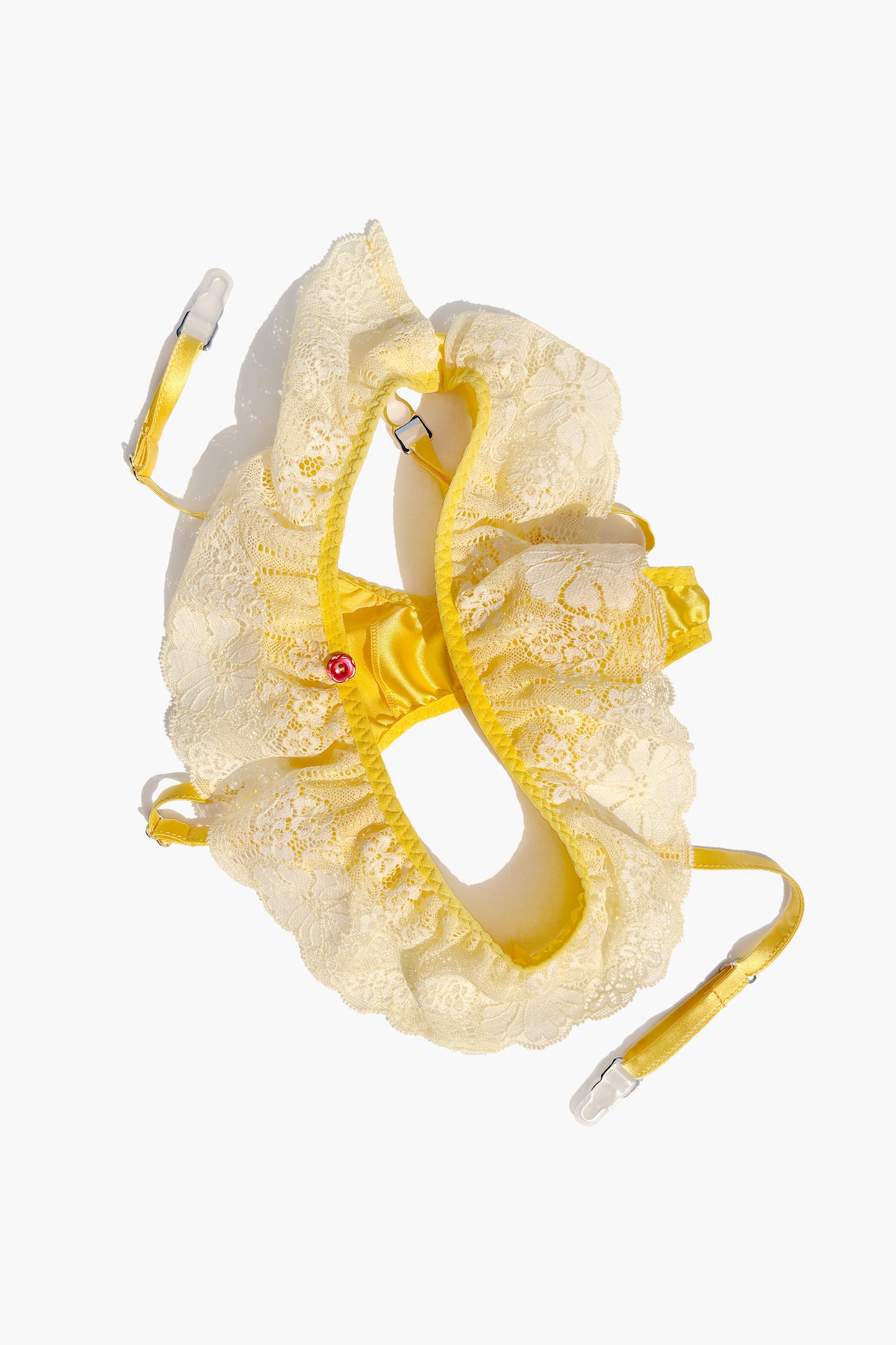 Silk Ruffled Thong and Suspenders